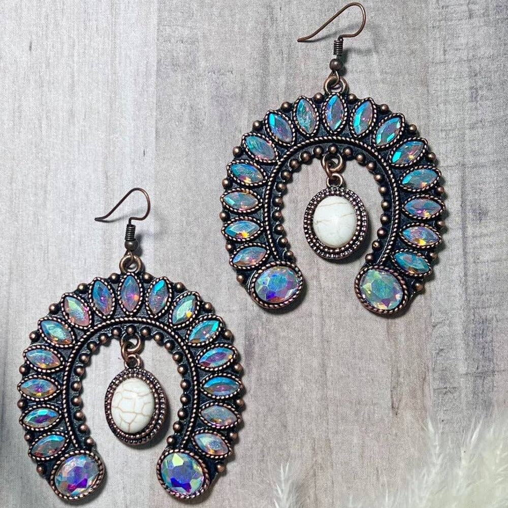 Bound in Love AB Crystal Copper Dangle Earrings